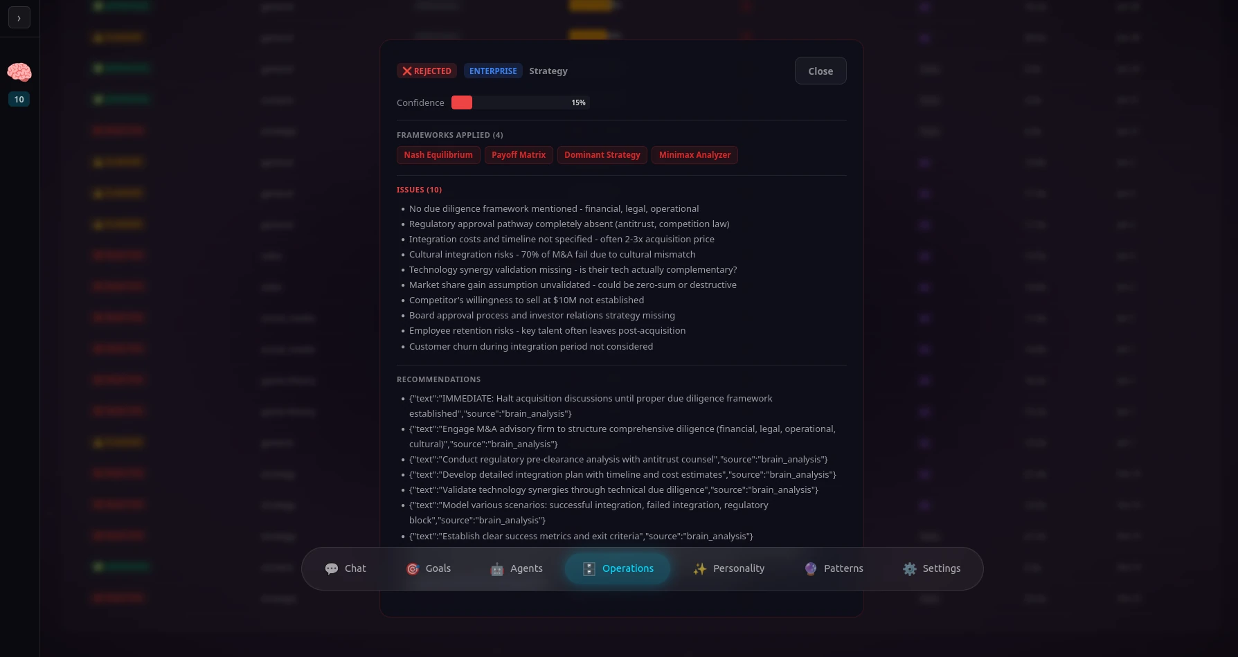 Decision library — every verdict, framework, finding saved
